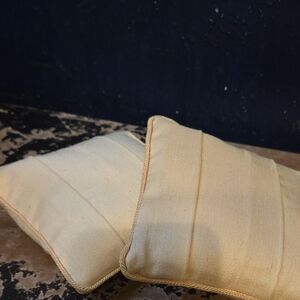 Pair‎ of Cream 6"x6" Tiny Throw Decorative Pillows Linen or Cotton So Cute!